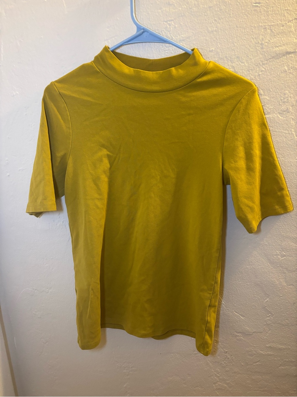 Mustard Short-Sleeve Mock Neck Shirt
